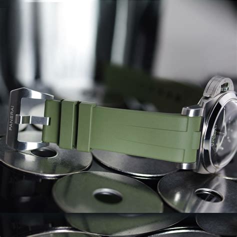 panerai military green rubber strap|rubber strap for panerai 44mm.